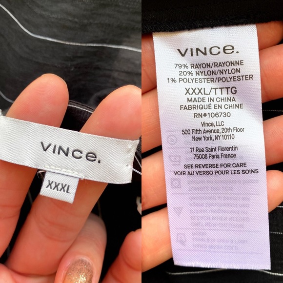 🖤 PLUS VINCE BLACK WHITE STRIPE LOOSE FIT V-NECK SHORT SLEEVE TOP/TUNIC! - Picture 9 of 16